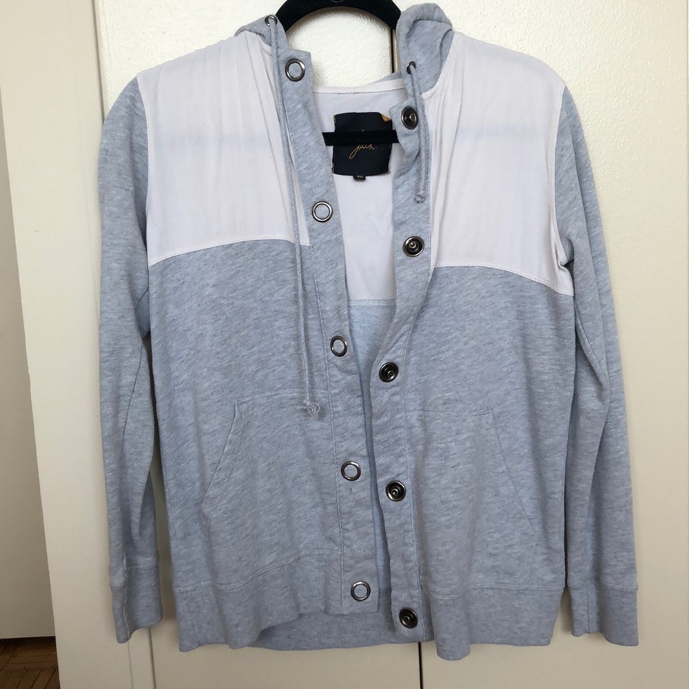 Light gray button down hoodie
